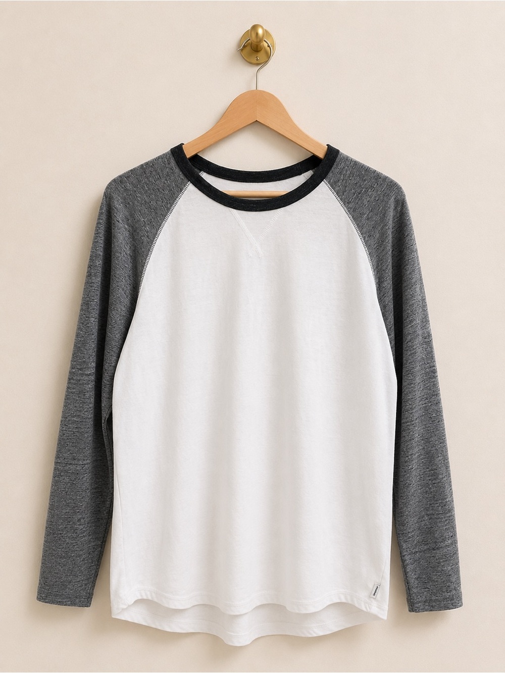 Express Stretch XXL Gray & White Raglan Long Sleeve Tee | Soft Baseball Shirt
